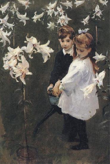John Singer Sargent Garden Study of the Vickers Children oil painting picture